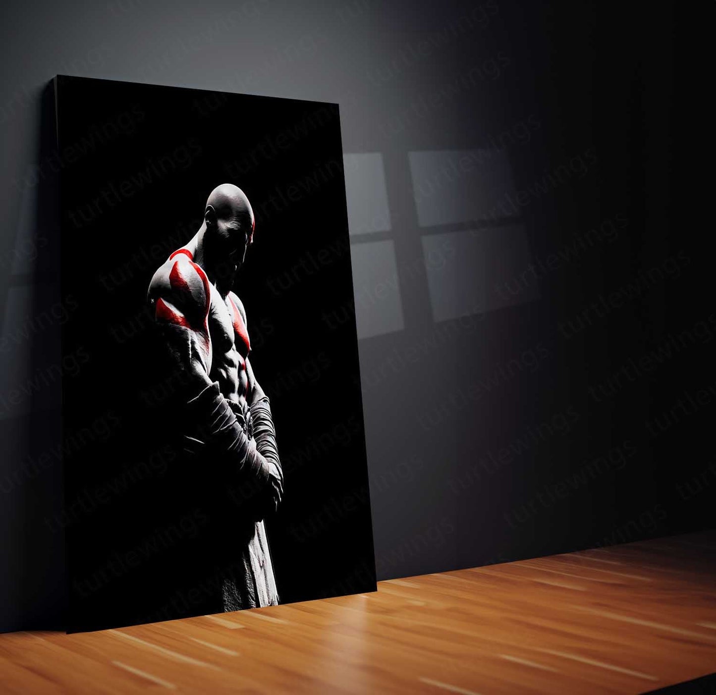 Game Metal Poster | Kratos – Spartan Rage Metal Poster God of War Inspired Wall Art | Warrior Strength Motivation Metal Frame