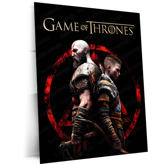 Game Metal Poster | Kratos & Atreus – Warrior Legacy Metal Poster Game-Inspired Wall Art | Father & Son Battle Motivation Metal Frame