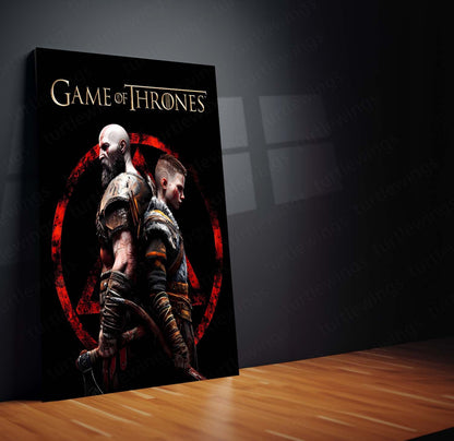 Game Metal Poster | Kratos & Atreus – Warrior Legacy Metal Poster Game-Inspired Wall Art | Father & Son Battle Motivation Metal Frame