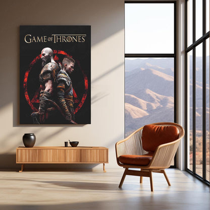 Game Metal Poster | Kratos & Atreus – Warrior Legacy Metal Poster Game-Inspired Wall Art | Father & Son Battle Motivation Metal Frame