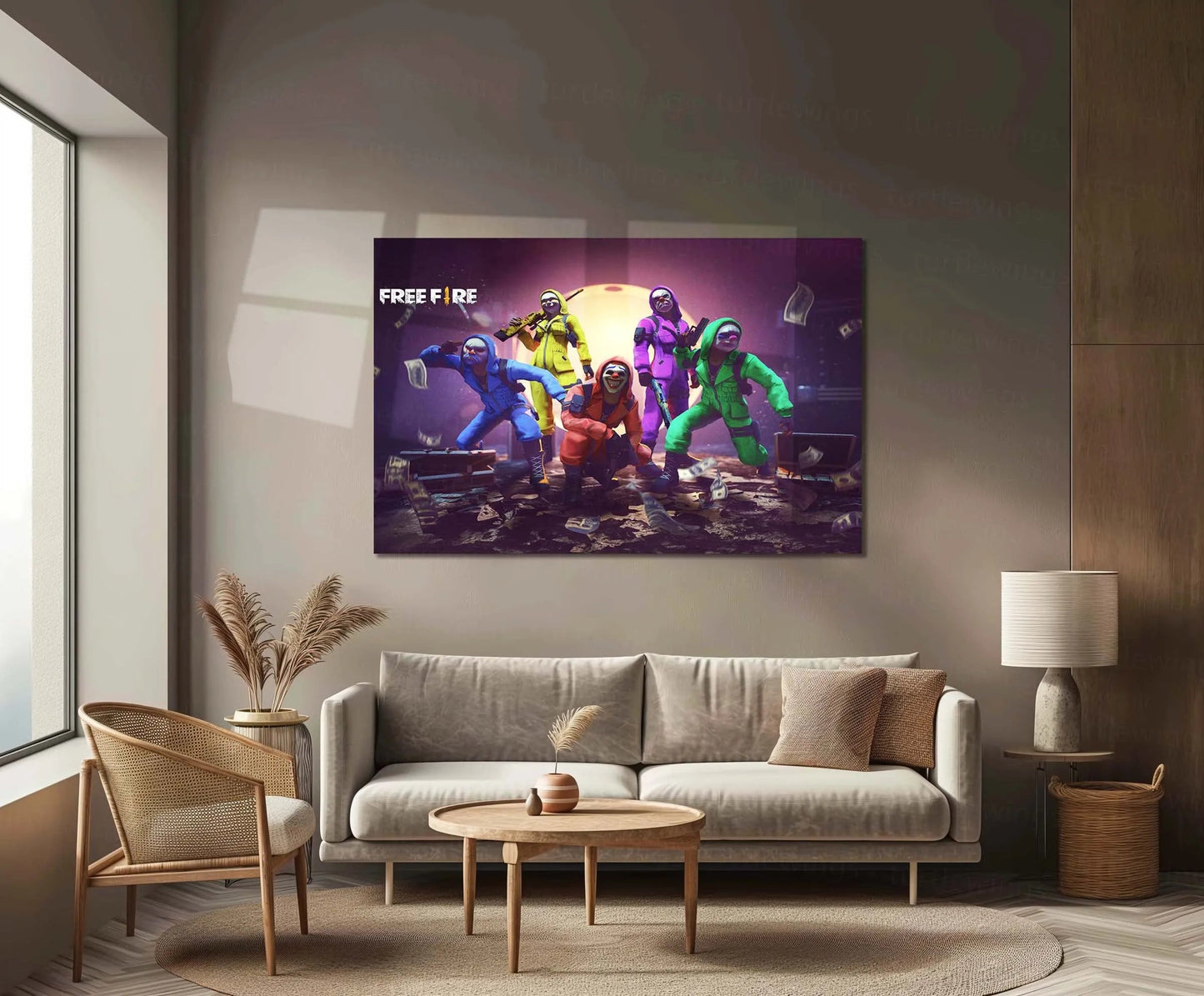 Game Metal Poster | Garena Free Fire – Squad Heist Edition | Gaming Metal Frame Battle Royale Wall Art - TURTLEWINGS