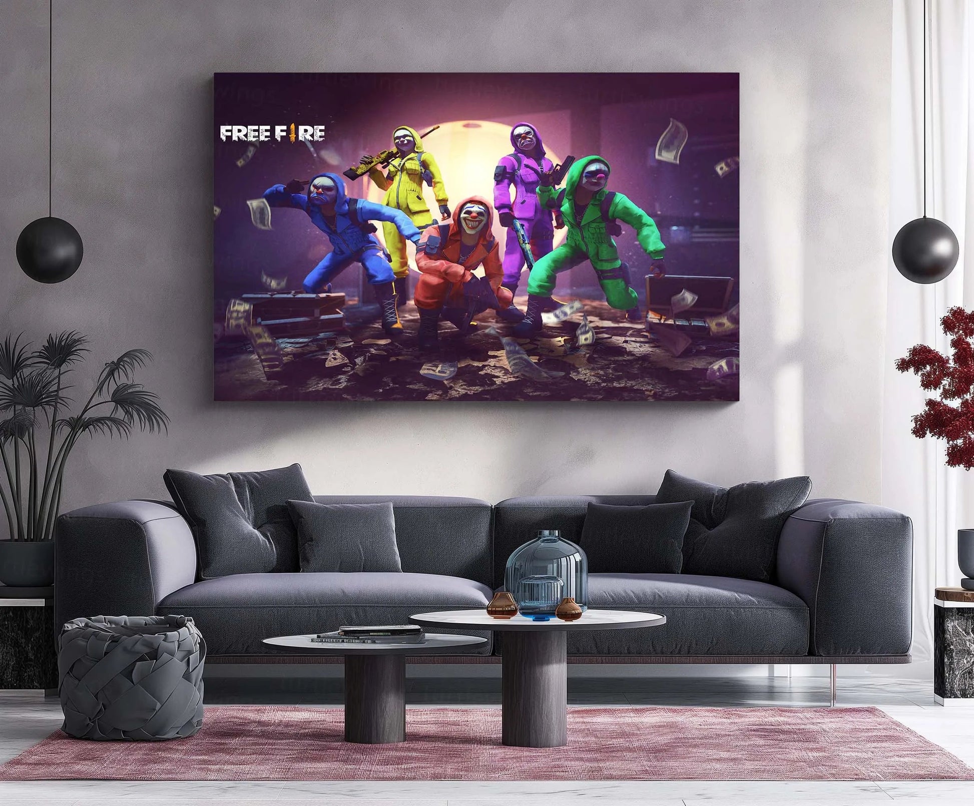 Game Metal Poster | Garena Free Fire – Squad Heist Edition | Gaming Metal Frame Battle Royale Wall Art - TURTLEWINGS