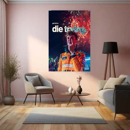 Quote Metal Poster | Lando Norris – Get Rich or Die Trying Metal Frame Relentless Hustle & High-Risk Ambition Motorsport Wall Art | Modern Success Quote Metal Poster - TURTLEWINGS