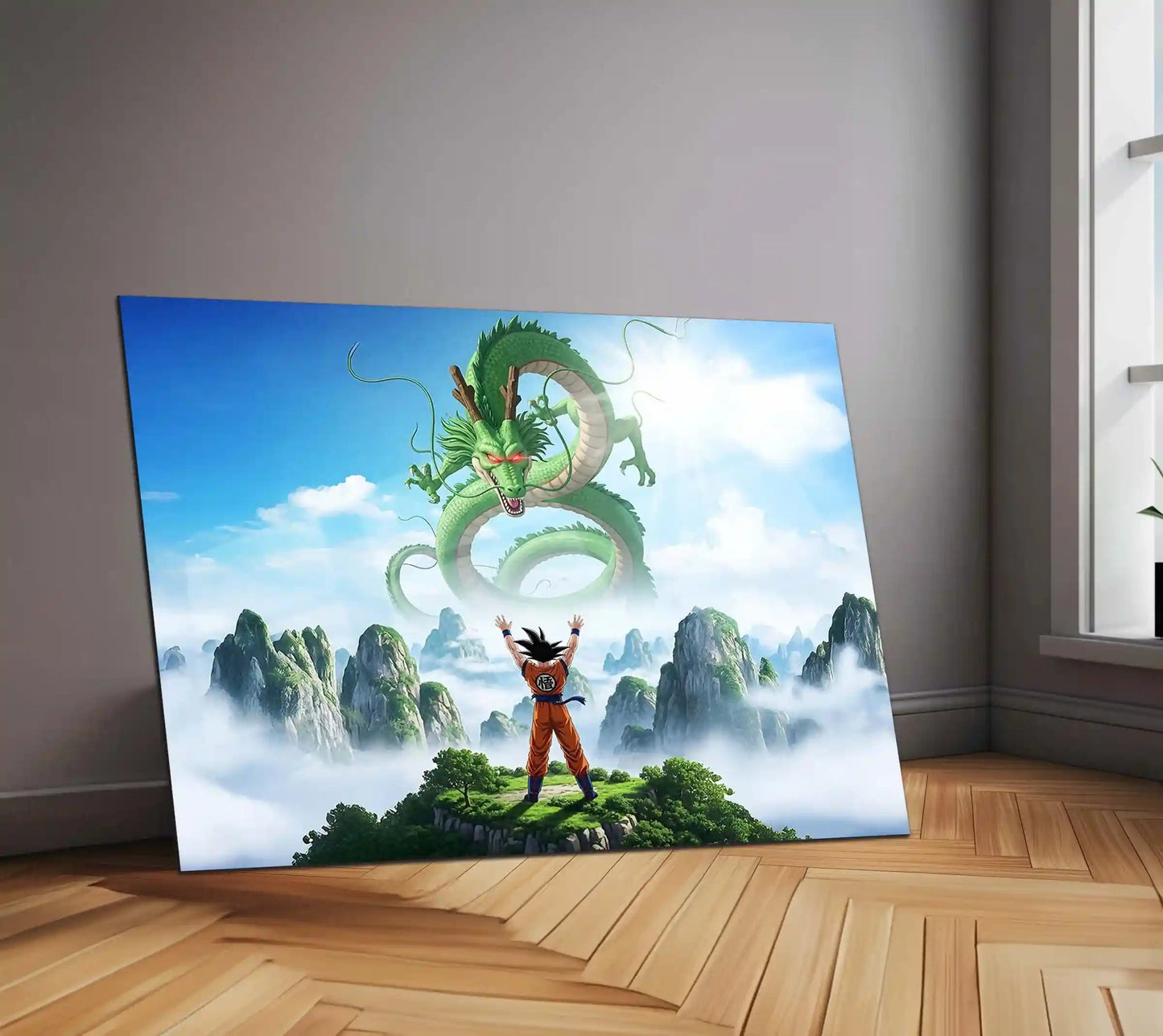 Anime Metal Poster | Goku Faces Shenron – Legendary Clash | Dragon Ball Anime Metal Frame | Epic Saiyan Destiny Wall Art - TURTLEWINGS