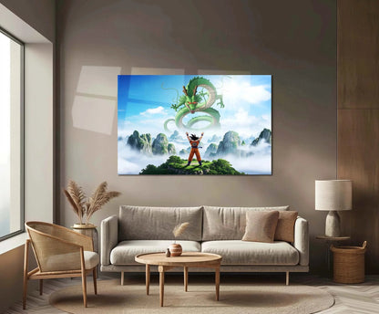 Anime Metal Poster | Goku Faces Shenron – Legendary Clash | Dragon Ball Anime Metal Frame | Epic Saiyan Destiny Wall Art - TURTLEWINGS
