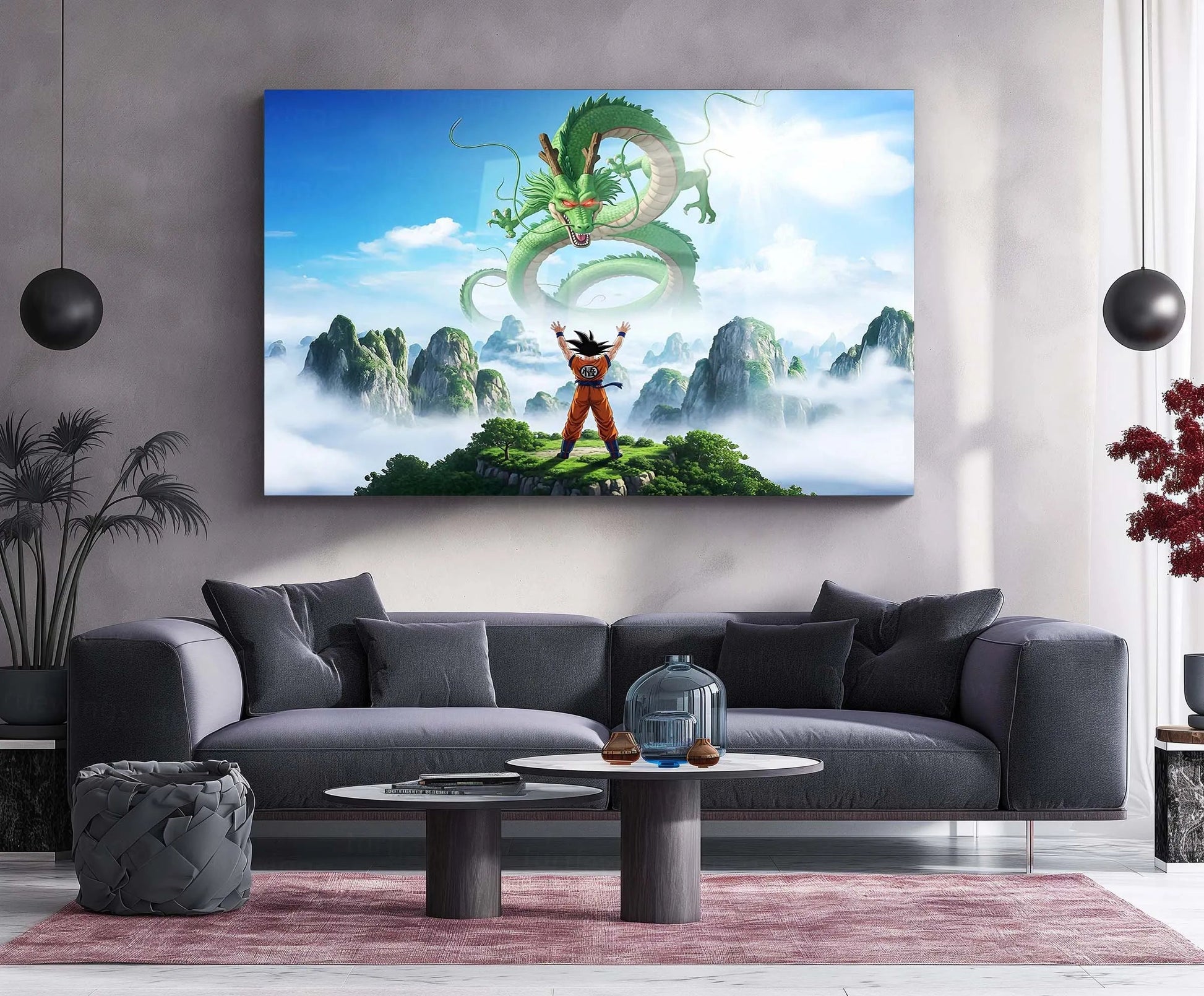 Anime Metal Poster | Goku Faces Shenron – Legendary Clash | Dragon Ball Anime Metal Frame | Epic Saiyan Destiny Wall Art - TURTLEWINGS