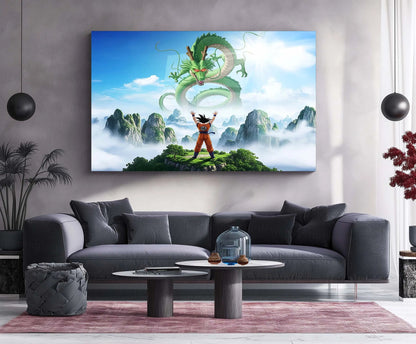 Anime Metal Poster | Goku Faces Shenron – Legendary Clash | Dragon Ball Anime Metal Frame | Epic Saiyan Destiny Wall Art - TURTLEWINGS