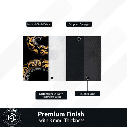 Golden Snake Luxury Area Flat Rug | Aesthetic Black & Gold Serpent Floor Mat | Modern Designer Flat Rug for Bedroom, Living Room & Gaming Room Decor | Anti Slip Washable 3 mm Carpet