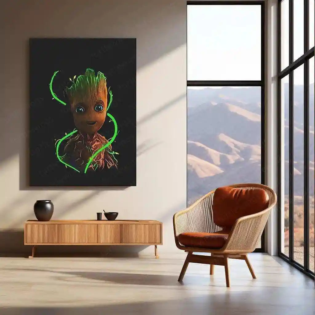 Groot Neon LED Metal Poster â Marvel Guardians of the Galaxy Wall Art - TURTLEWINGS