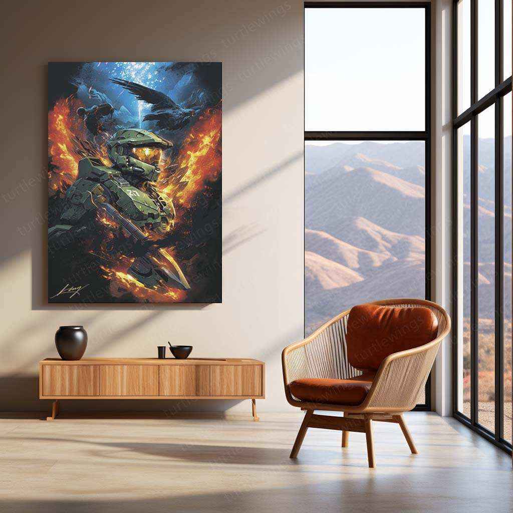 Halo Metal Poster – Epic Sci-Fi Action Art | Legendary Master Chief Wall Decor - TURTLEWINGS