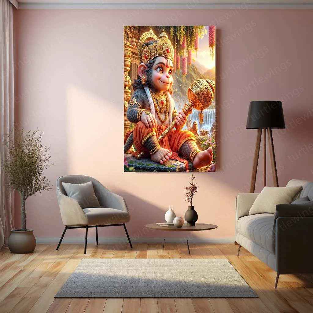 Hanuman Metal Poster – Divine Strength & Devotion Wall Art | Bajrangbali Spiritual Decor 5 - TURTLEWINGS