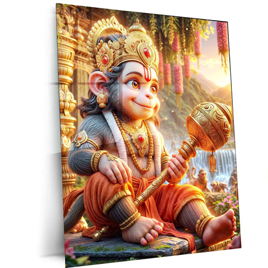 Hanuman Metal Poster – Divine Strength & Devotion Wall Art | Bajrangbali Spiritual Decor 5 - TURTLEWINGS