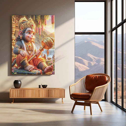 Hanuman Metal Poster – Divine Strength & Devotion Wall Art | Bajrangbali Spiritual Decor 5 - TURTLEWINGS