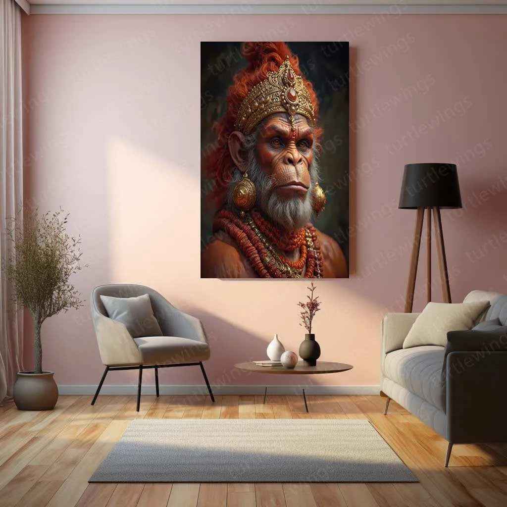 Hanuman Metal Poster – Divine Strength & Devotion Wall Art | Bajrangbali Spiritual Decor 6 - TURTLEWINGS