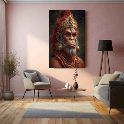 Hanuman Metal Poster – Divine Strength & Devotion Wall Art | Bajrangbali Spiritual Decor 6 - TURTLEWINGS