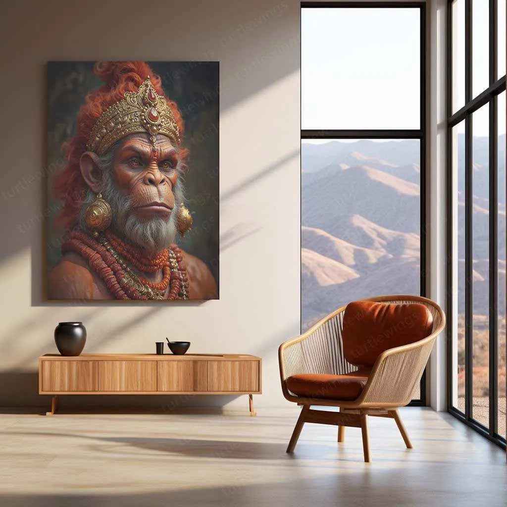 Hanuman Metal Poster – Divine Strength & Devotion Wall Art | Bajrangbali Spiritual Decor 6 - TURTLEWINGS