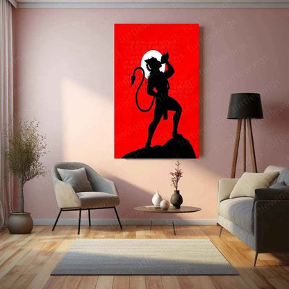 Hanuman Ji Metal Poster – Divine Hindu Wall Art - TURTLEWINGS