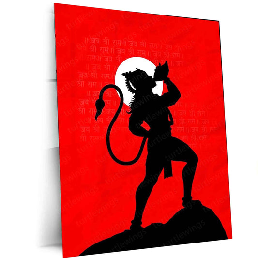 Hanuman Ji Metal Poster – Divine Hindu Wall Art - TURTLEWINGS