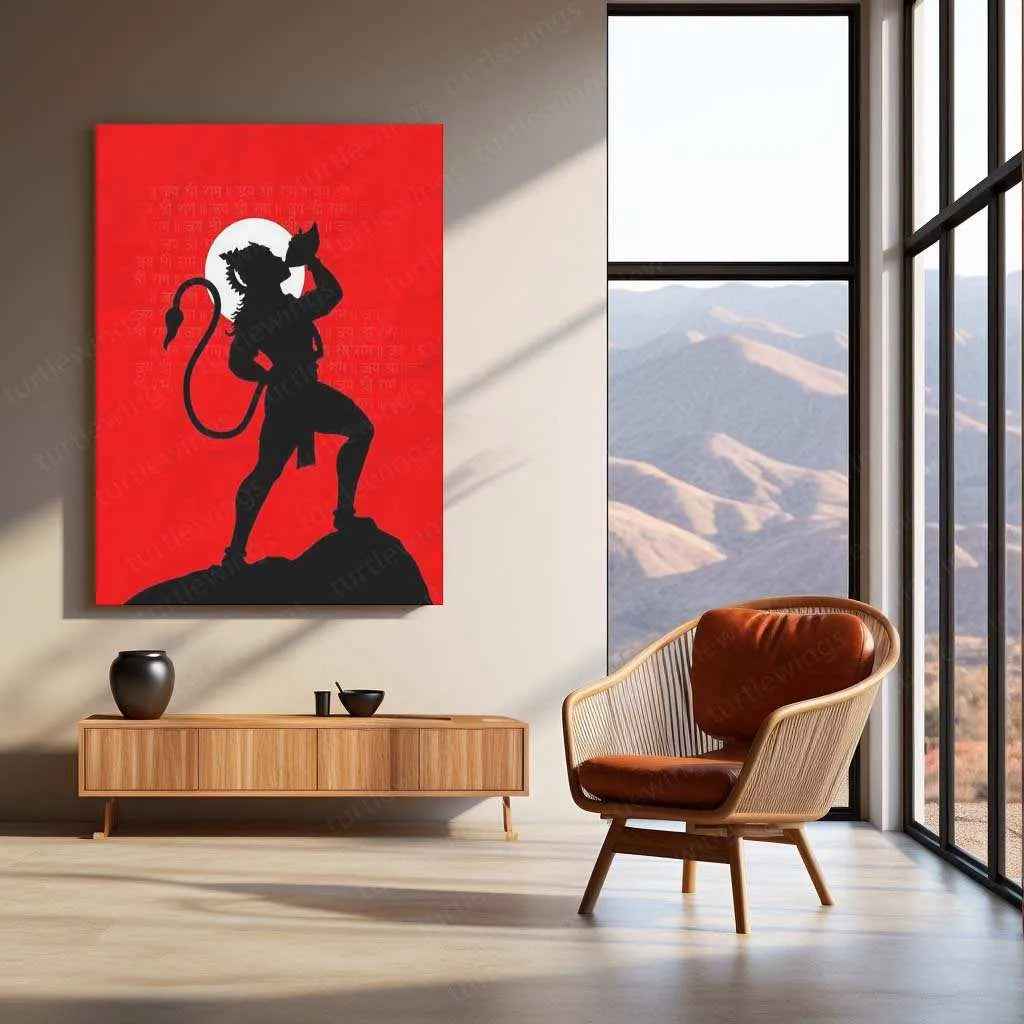 Hanuman Ji Metal Poster – Divine Hindu Wall Art - TURTLEWINGS