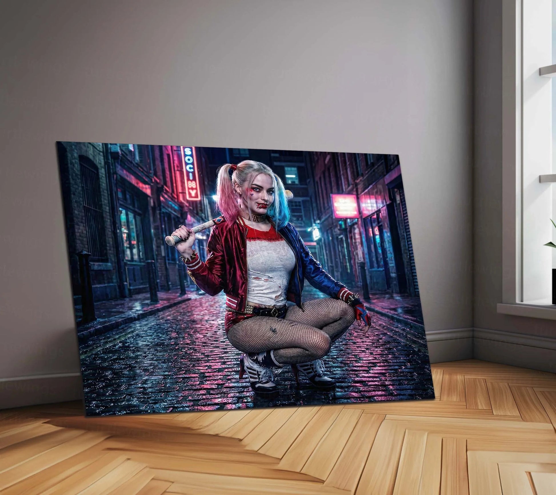 Harley Quinn – Chaos Queen | DC Anti-Hero Metal Frame Neon Street Pop-Culture Wall Art - TURTLEWINGS