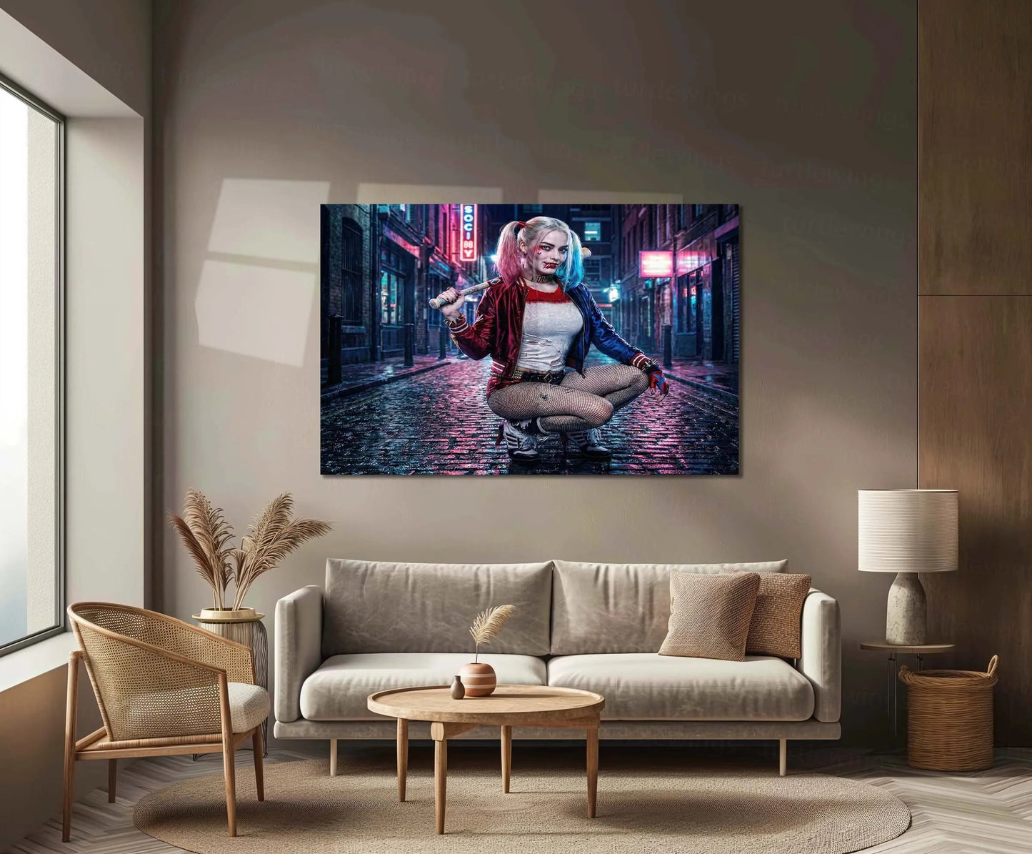 Harley Quinn – Chaos Queen | DC Anti-Hero Metal Frame Neon Street Pop-Culture Wall Art - TURTLEWINGS