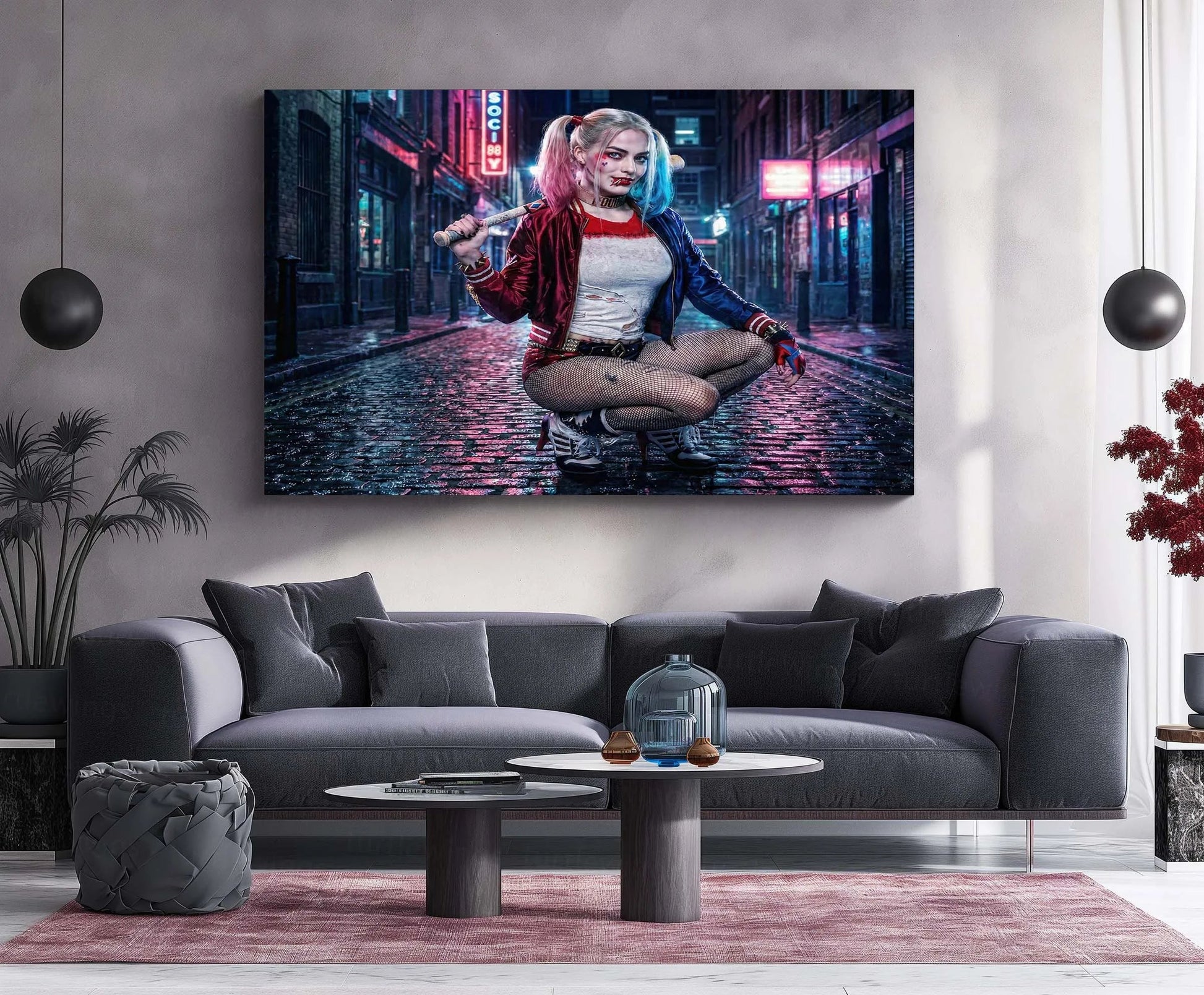 Harley Quinn – Chaos Queen | DC Anti-Hero Metal Frame Neon Street Pop-Culture Wall Art - TURTLEWINGS