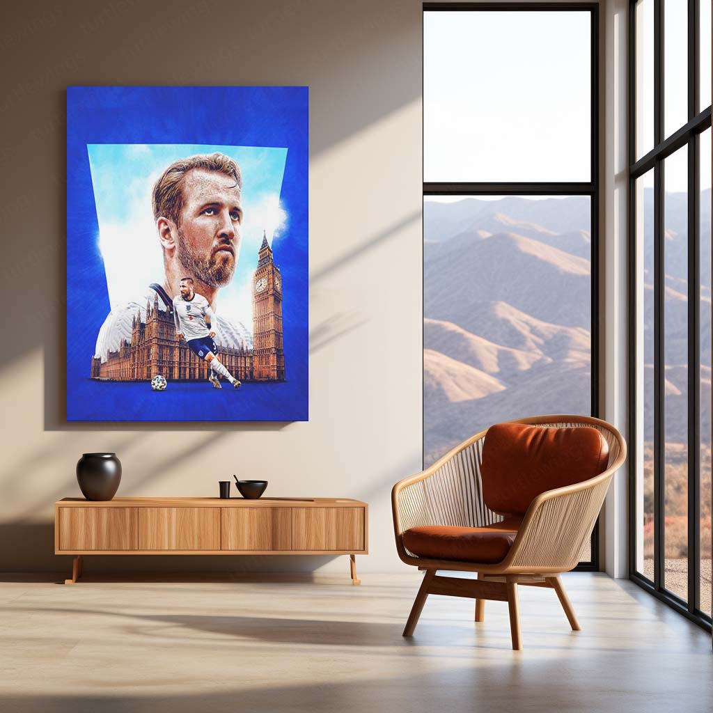 Harry Kane England x Big Ben – Metal Frame | London-Themed Football Wall Art - TURTLEWINGS