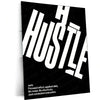 Quote Metal Poster | HUSTLE | Focused Execution Motivation Wall Art | Minimalist Success Mindset Metal Frame