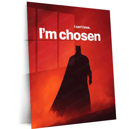 Quote Metal Poster | Batman – I Can’t Lose, I’m Chosen Metal Frame Dark Knight Destiny & Unbreakable Will Wall Art | Fearless Resolve Superhero Quote Metal Poster - TURTLEWINGS 