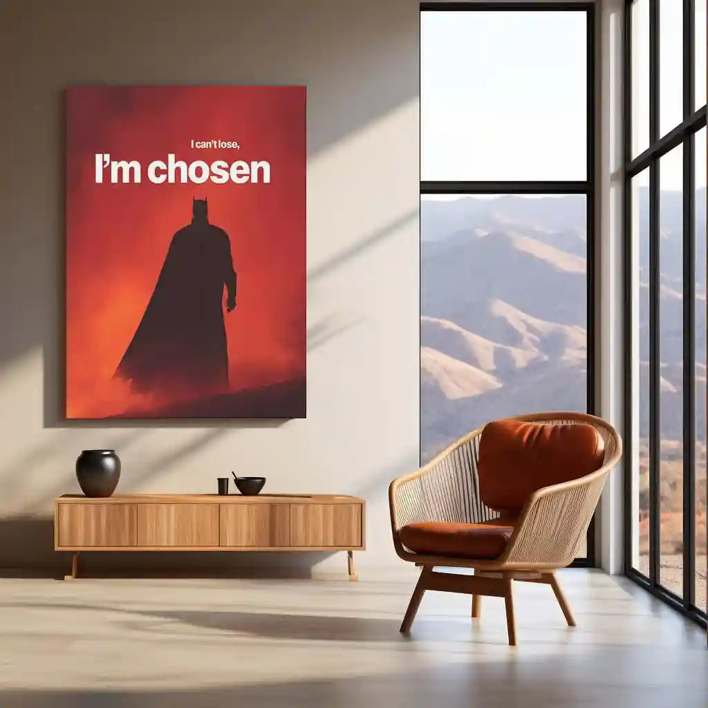 Quote Metal Poster | Batman – I Can’t Lose, I’m Chosen Metal Frame Dark Knight Destiny & Unbreakable Will Wall Art | Fearless Resolve Superhero Quote Metal Poster - TURTLEWINGS 