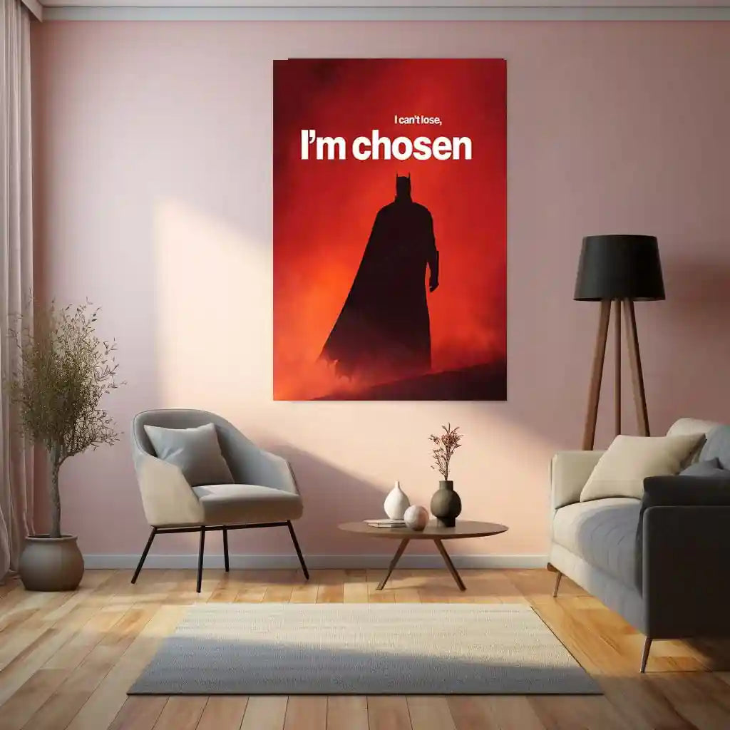 Quote Metal Poster | Batman – I Can’t Lose, I’m Chosen Metal Frame Dark Knight Destiny & Unbreakable Will Wall Art | Fearless Resolve Superhero Quote Metal Poster - TURTLEWINGS 