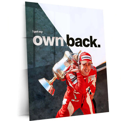 Quote Metal Poster | Fernando Alonso – I Got My Own Back Metal Frame Comeback Grit & Self-Belief Formula 1 Wall Art | Champion Resilience Quote Metal Poster - TURTLEWINGS