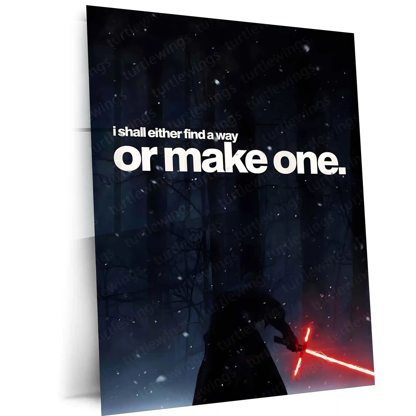 Quote Metal Poster | Kylo Ren – I Shall Either Find a Way or Make One Metal Frame Relentless Willpower & No-Exit Mindset Motivational Wall Art | Dark Resolve Quote Metal Poster - TURTLEWINGS