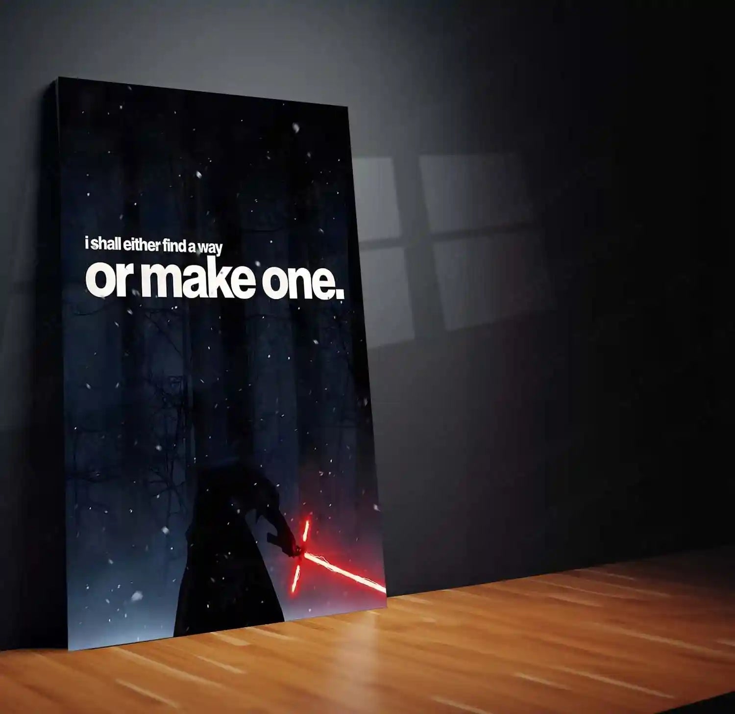 Quote Metal Poster | Kylo Ren – I Shall Either Find a Way or Make One Metal Frame Relentless Willpower & No-Exit Mindset Motivational Wall Art | Dark Resolve Quote Metal Poster - TURTLEWINGS
