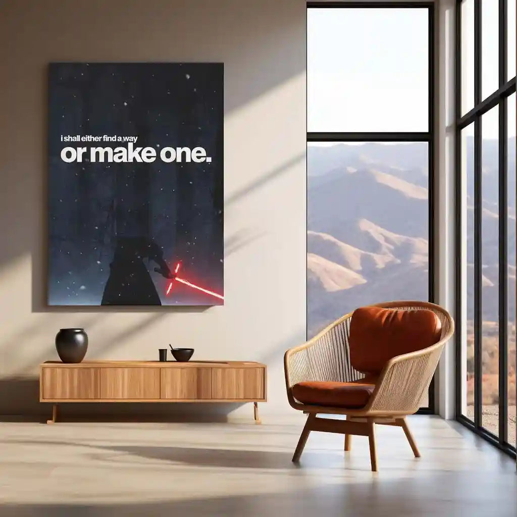 Quote Metal Poster | Kylo Ren – I Shall Either Find a Way or Make One Metal Frame Relentless Willpower & No-Exit Mindset Motivational Wall Art | Dark Resolve Quote Metal Poster - TURTLEWINGS