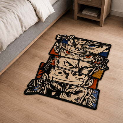 Anime Legends Panel Cut-out Flat Rug | One Piece, Dragon Ball, Naruto, Bleach & Hunter × Hunter Flat Rug | Premium Shonen Gaming Room Decor