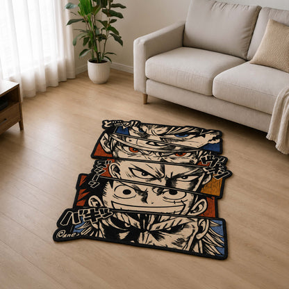 Anime Legends Panel Cut-out Flat Rug | One Piece, Dragon Ball, Naruto, Bleach & Hunter × Hunter Flat Rug | Premium Shonen Gaming Room Decor