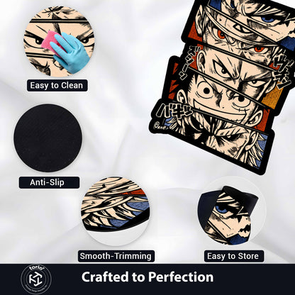 Anime Legends Panel Cut-out Flat Rug | One Piece, Dragon Ball, Naruto, Bleach & Hunter × Hunter Flat Rug | Premium Shonen Gaming Room Decor
