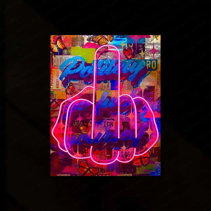 Finger Neon LED Metal Frame - Bold and Futuristic Wall Art - TURTLEWINGS