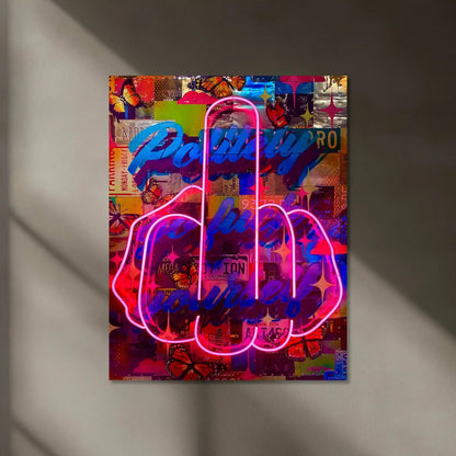 Finger Neon LED Metal Frame - Bold and Futuristic Wall Art - TURTLEWINGS