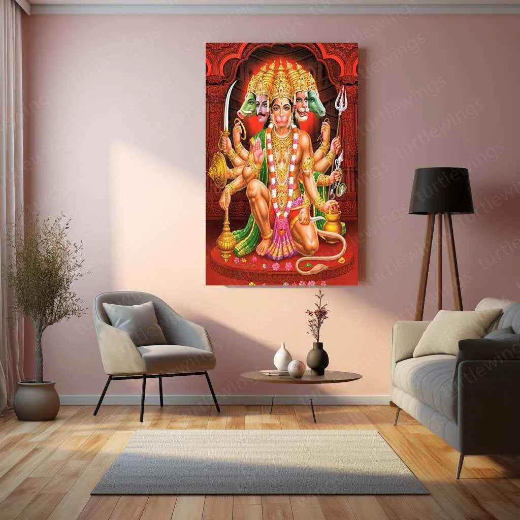 Hanuman Metal Poster – Divine Strength & Devotion Wall Art | Bajrangbali Spiritual Decor 9 - TURTLEWINGS