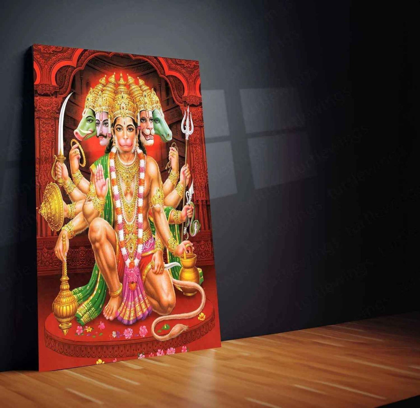 Hanuman Metal Poster – Divine Strength & Devotion Wall Art | Bajrangbali Spiritual Decor 9 - TURTLEWINGS