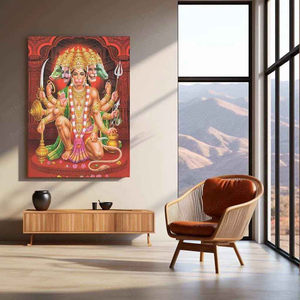 Hanuman Metal Poster – Divine Strength & Devotion Wall Art | Bajrangbali Spiritual Decor 9 - TURTLEWINGS