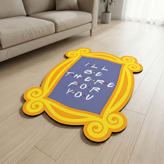 I’ll Be There For You Frame Floor Mat (3 mm Thick) | Sitcom-Inspired Yellow Frame Cut-Out Flat Rug for Bedroom, Living Room & TV Room Decor
