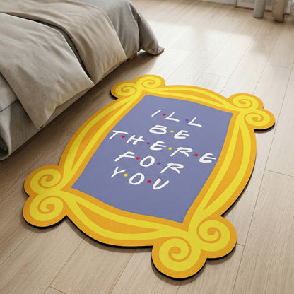 I’ll Be There For You Frame Floor Mat (3 mm Thick) | Sitcom-Inspired Yellow Frame Cut-Out Flat Rug for Bedroom, Living Room & TV Room Decor