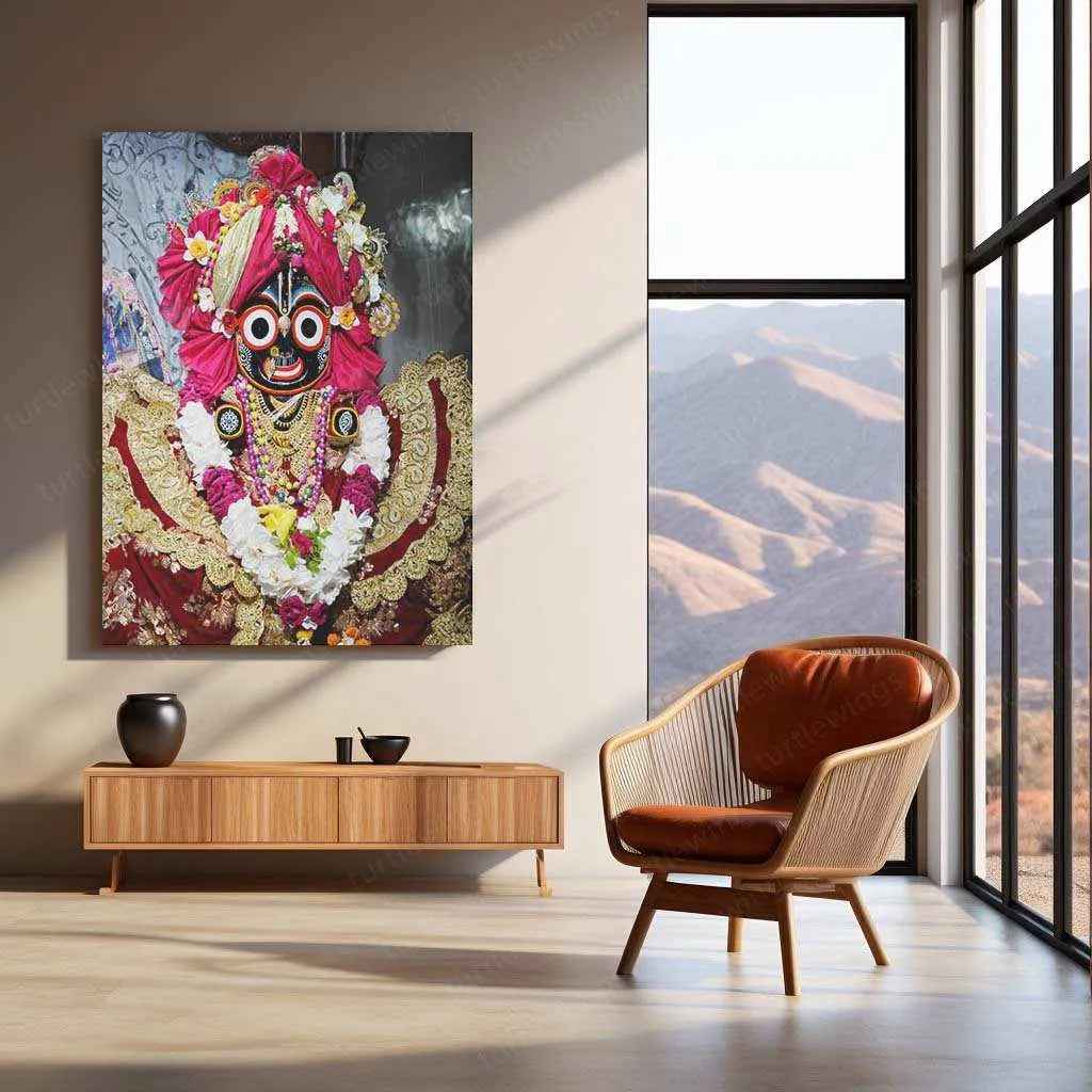 ISKCON Krishna Metal Poster – Divine Lord Krishna Art | Spiritual Hindu Wall Decor - TURTLEWINGS