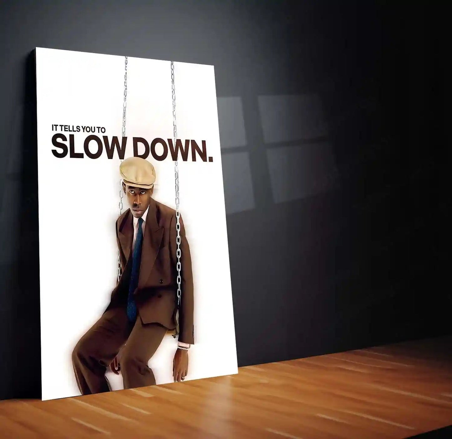 Quote Metal Poster | Tyler, The Creator – It Tells You to Slow Down Metal Frame Modern Introspection & Self-Awareness Quote Wall Art | “It Tells You to Slow Down” Minimal Aesthetic Metal Poster - TURTLEWINGS 