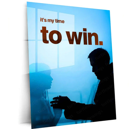 Quote Metal Poster | It’s My Time to Win – Quote Metal Frame Breakthrough Mindset & Silent Confidence Motivational Wall Art | “It’s My Time to Win” Minimal Power Quote Metal Poster - TURTLEWINGS