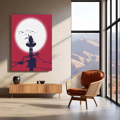 Itachi Uchiha Moon Neon LED Frame | Naruto Anime Wall Art | Minimal Shinobi Silhouette Design - TURTLEWINGS