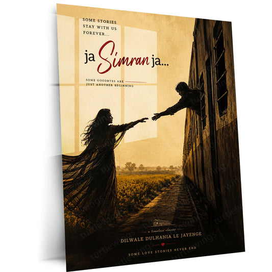 Ja Simran Ja – Timeless Love Story | DDLJ Inspired Romantic Metal Frame | Bollywood Wall Art by TurtleWings